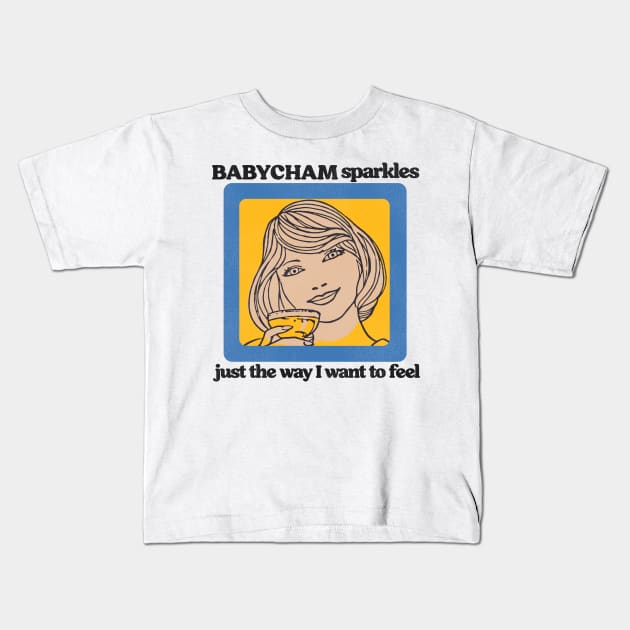 Retro Defunct Babycham Sparkles Perry Kids T-Shirt by darklordpug